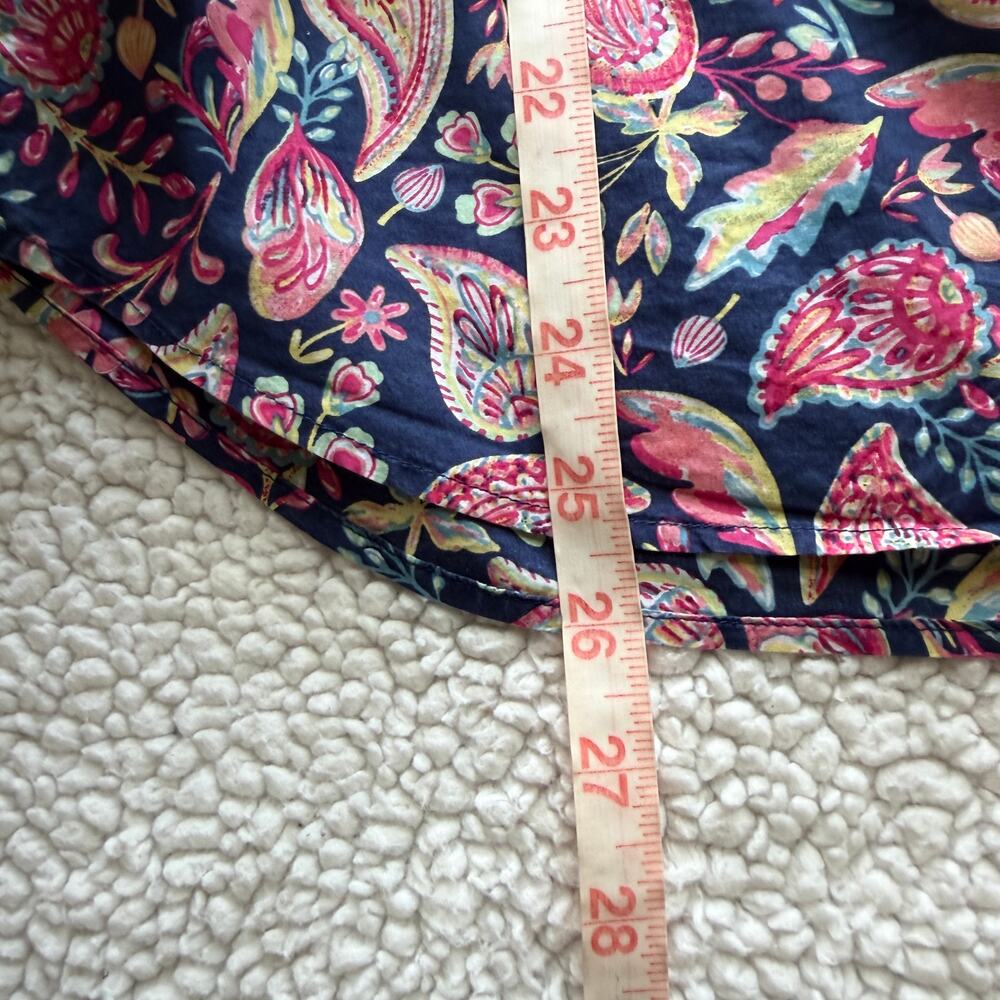 Talbots Navy Paisley 100% Cotton Button Up XS - Picture 8 of 8